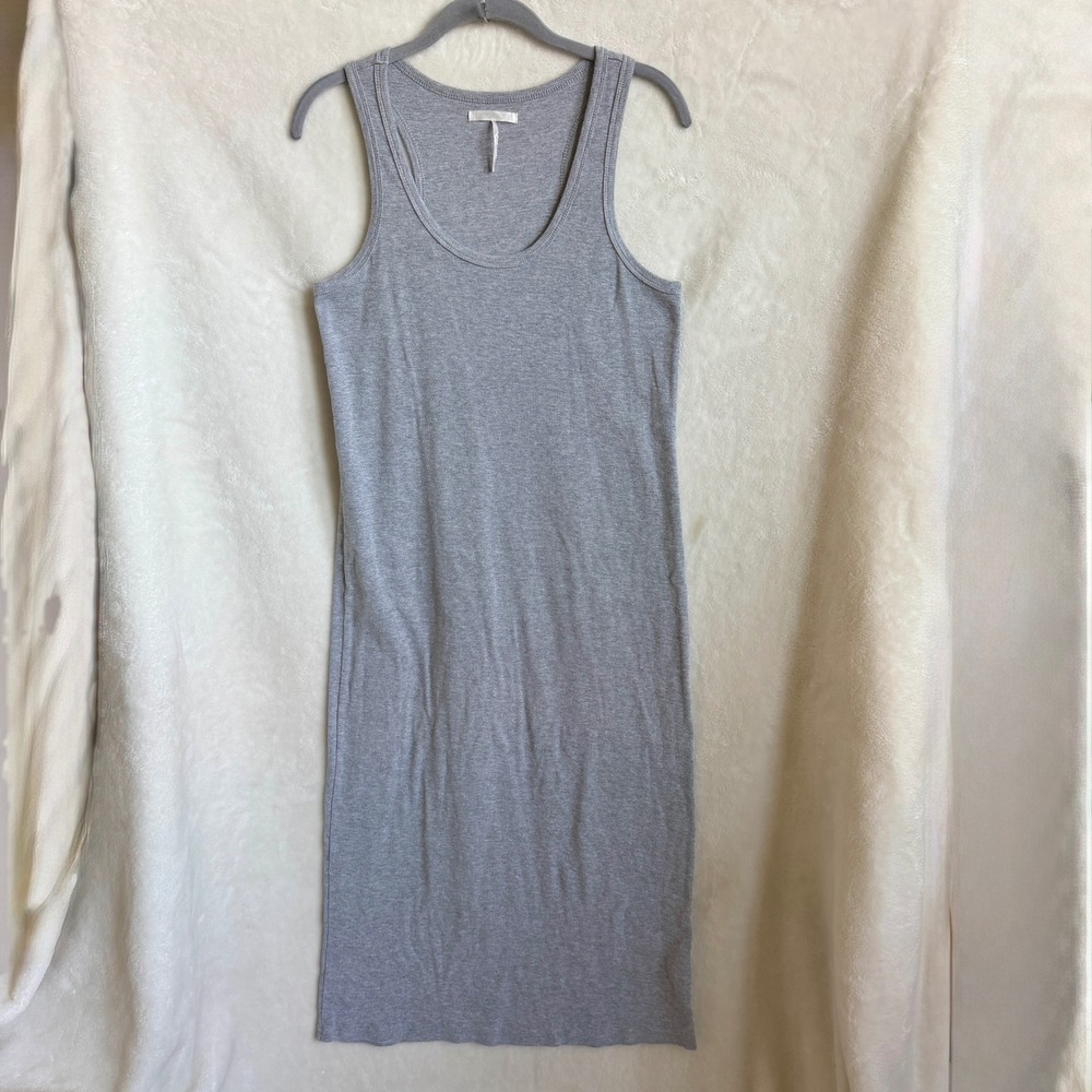 StitchDrop Womens Gray Ribbed Knit Sleeveless Bodycon Midi Dress Size Large
